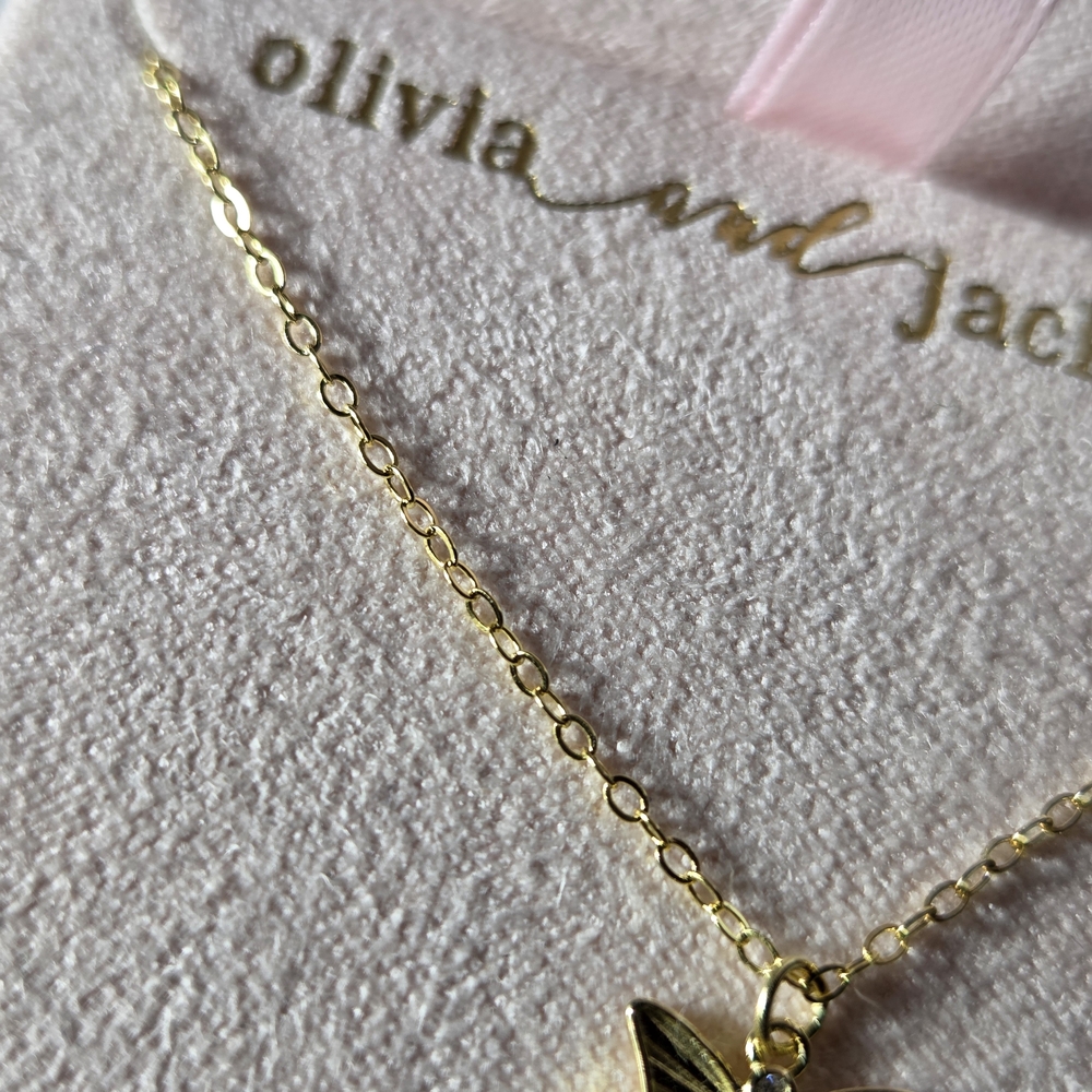 Gold Tone Sterling Silver Delicate Butterfly Pendant Necklace. - Picture 6 of 9